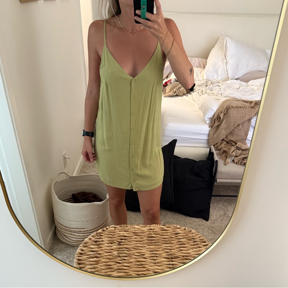 Green linen Button-Down RVCA Dress